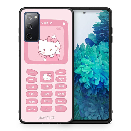 Θήκη Αγίου Βαλεντίνου Samsung S20 FE Hello Kitten από τη Smartfits με σχέδιο στο πίσω μέρος και μαύρο περίβλημα | Samsung S20 FE Hello Kitten case with colorful back and black bezels