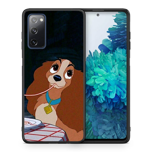 Θήκη Αγίου Βαλεντίνου Samsung S20 FE Lady And Tramp 2 από τη Smartfits με σχέδιο στο πίσω μέρος και μαύρο περίβλημα | Samsung S20 FE Lady And Tramp 2 case with colorful back and black bezels