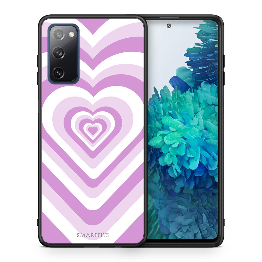 Θήκη Samsung S20 FE Lilac Hearts από τη Smartfits με σχέδιο στο πίσω μέρος και μαύρο περίβλημα | Samsung S20 FE Lilac Hearts case with colorful back and black bezels