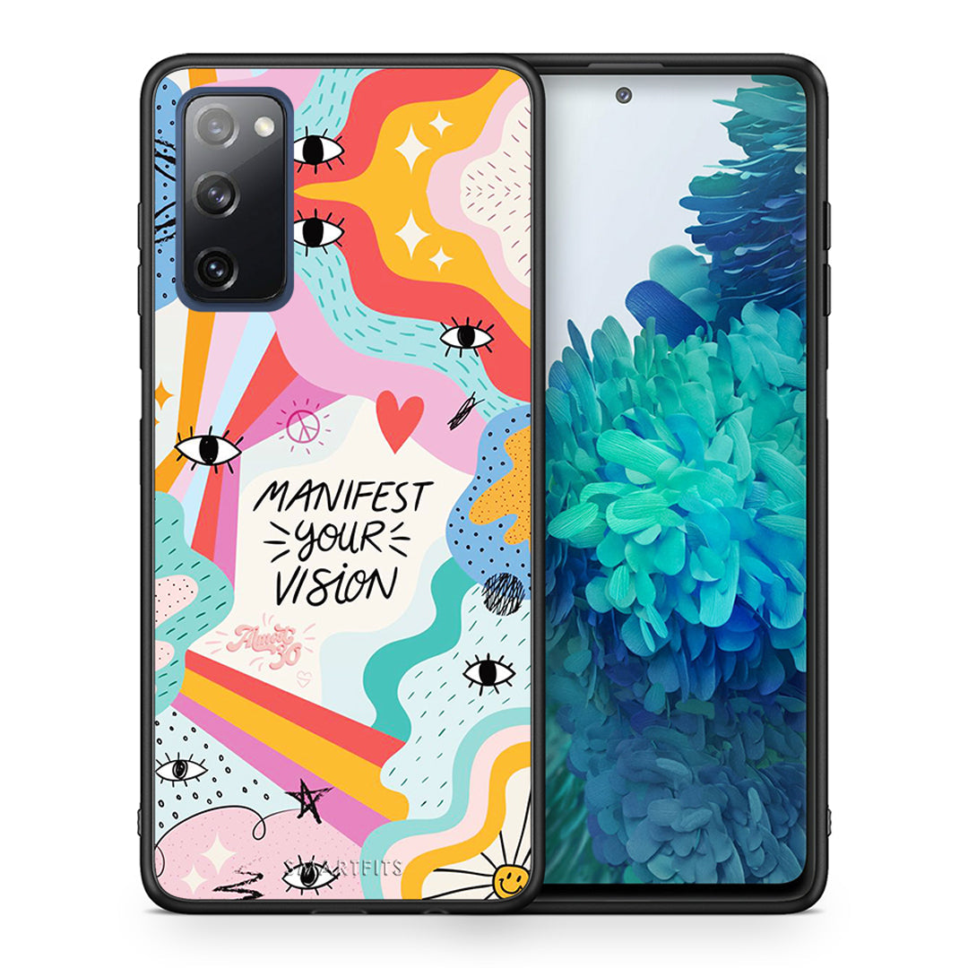 Θήκη Samsung S20 FE Manifest Your Vision από τη Smartfits με σχέδιο στο πίσω μέρος και μαύρο περίβλημα | Samsung S20 FE Manifest Your Vision case with colorful back and black bezels
