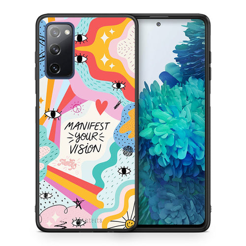 Θήκη Samsung S20 FE Manifest Your Vision από τη Smartfits με σχέδιο στο πίσω μέρος και μαύρο περίβλημα | Samsung S20 FE Manifest Your Vision case with colorful back and black bezels