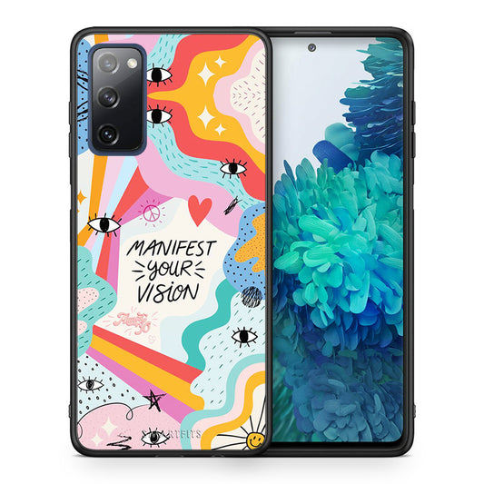 Θήκη Samsung S20 FE Manifest Your Vision από τη Smartfits με σχέδιο στο πίσω μέρος και μαύρο περίβλημα | Samsung S20 FE Manifest Your Vision case with colorful back and black bezels