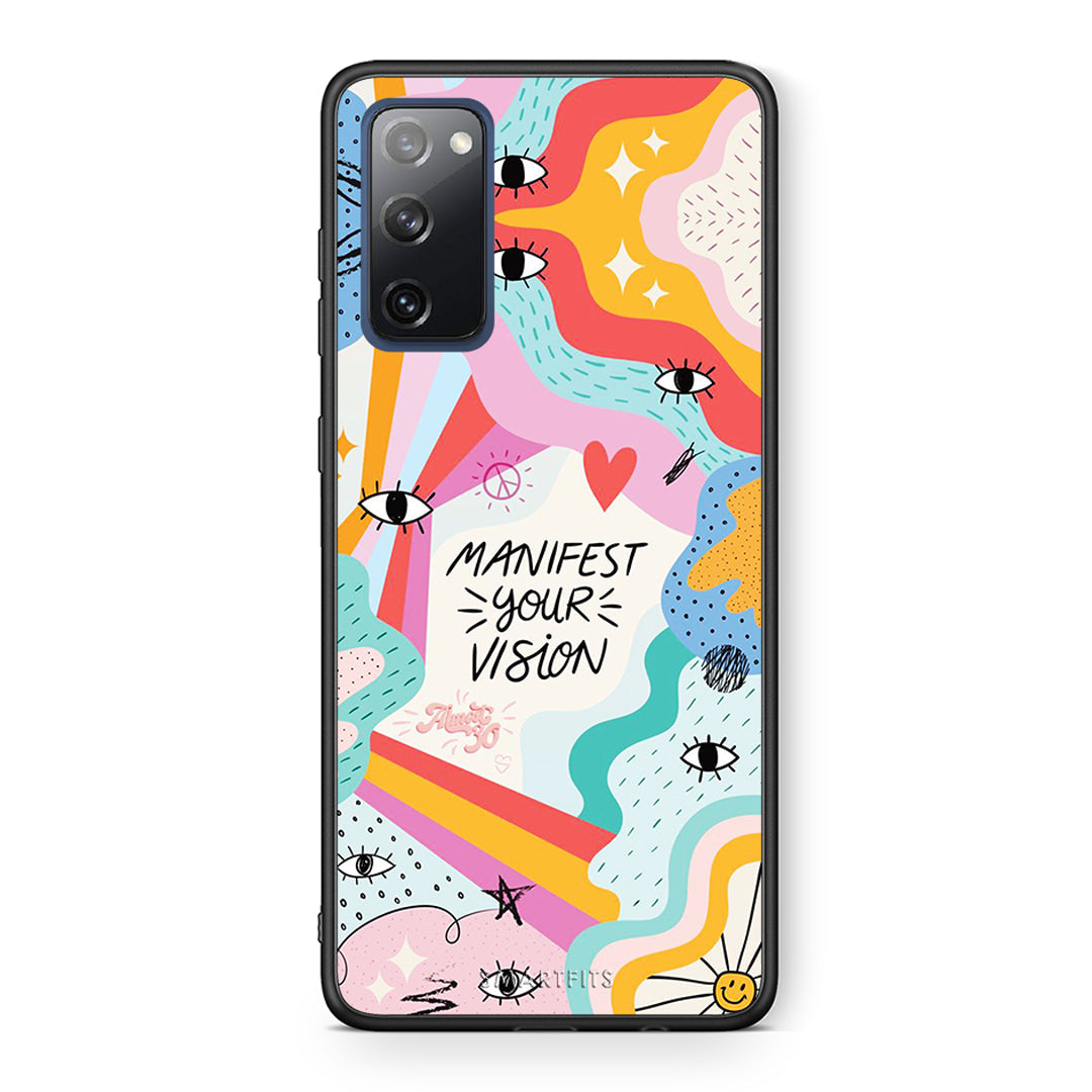 Θήκη Samsung S20 FE Manifest Your Vision από τη Smartfits με σχέδιο στο πίσω μέρος και μαύρο περίβλημα | Samsung S20 FE Manifest Your Vision case with colorful back and black bezels