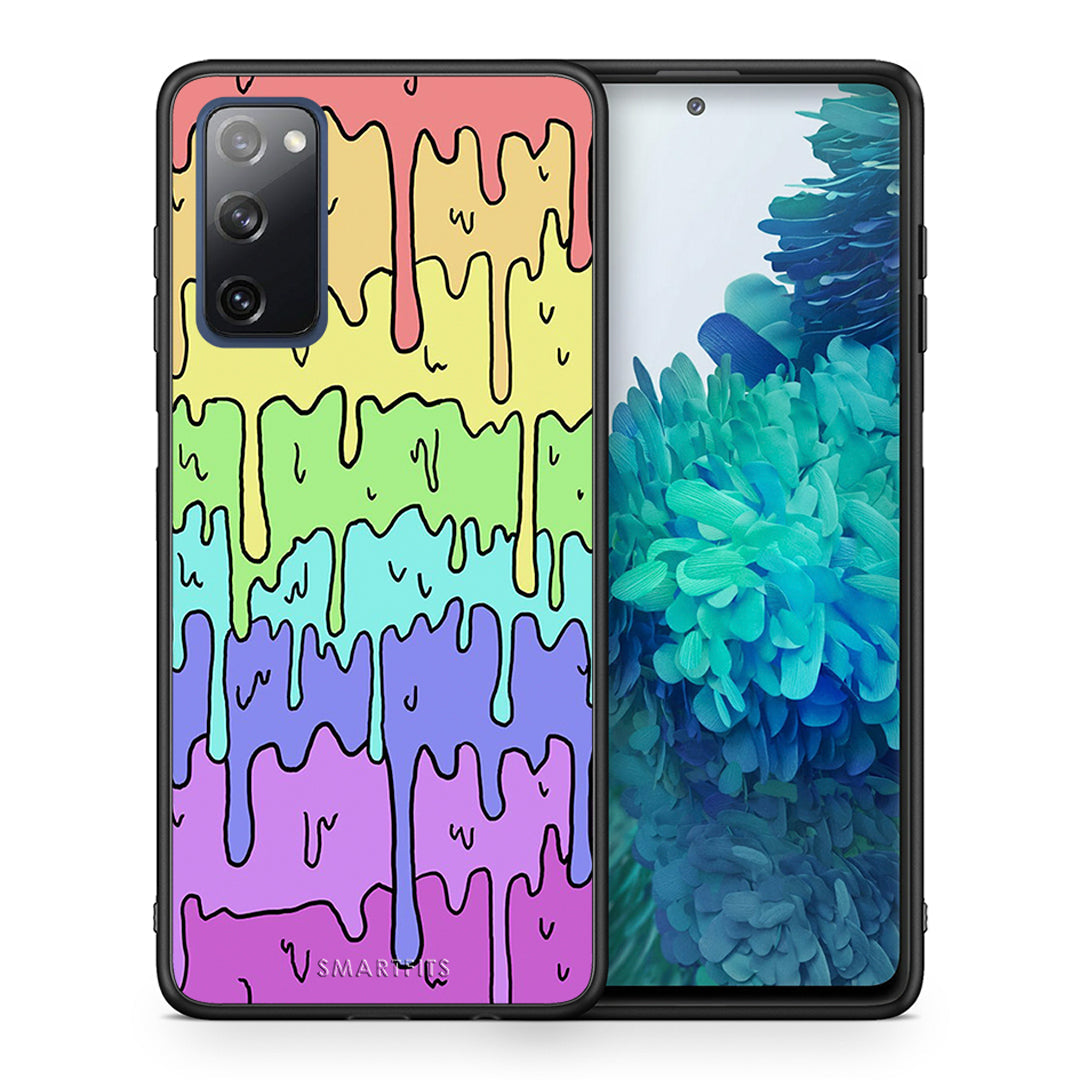 Θήκη Samsung S20 FE Melting Rainbow από τη Smartfits με σχέδιο στο πίσω μέρος και μαύρο περίβλημα | Samsung S20 FE Melting Rainbow case with colorful back and black bezels