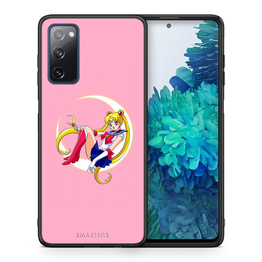 Θήκη Samsung S20 FE Moon Girl από τη Smartfits με σχέδιο στο πίσω μέρος και μαύρο περίβλημα | Samsung S20 FE Moon Girl case with colorful back and black bezels