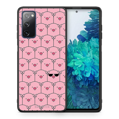 Θήκη Samsung S20 FE Pig Glasses από τη Smartfits με σχέδιο στο πίσω μέρος και μαύρο περίβλημα | Samsung S20 FE Pig Glasses case with colorful back and black bezels
