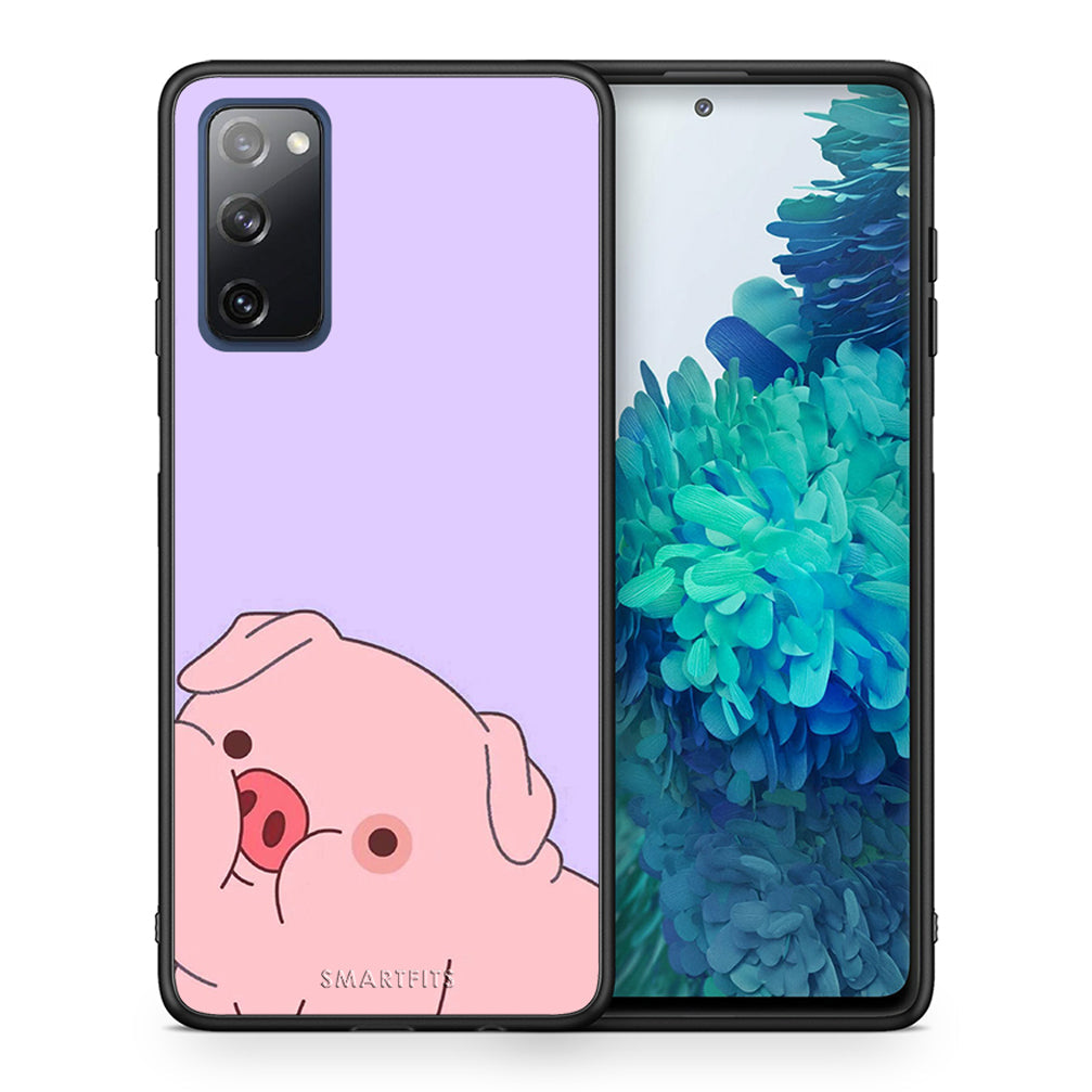 Θήκη Αγίου Βαλεντίνου Samsung S20 FE Pig Love 2 από τη Smartfits με σχέδιο στο πίσω μέρος και μαύρο περίβλημα | Samsung S20 FE Pig Love 2 case with colorful back and black bezels