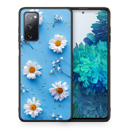 Θήκη Samsung S20 FE Real Daisies από τη Smartfits με σχέδιο στο πίσω μέρος και μαύρο περίβλημα | Samsung S20 FE Real Daisies case with colorful back and black bezels