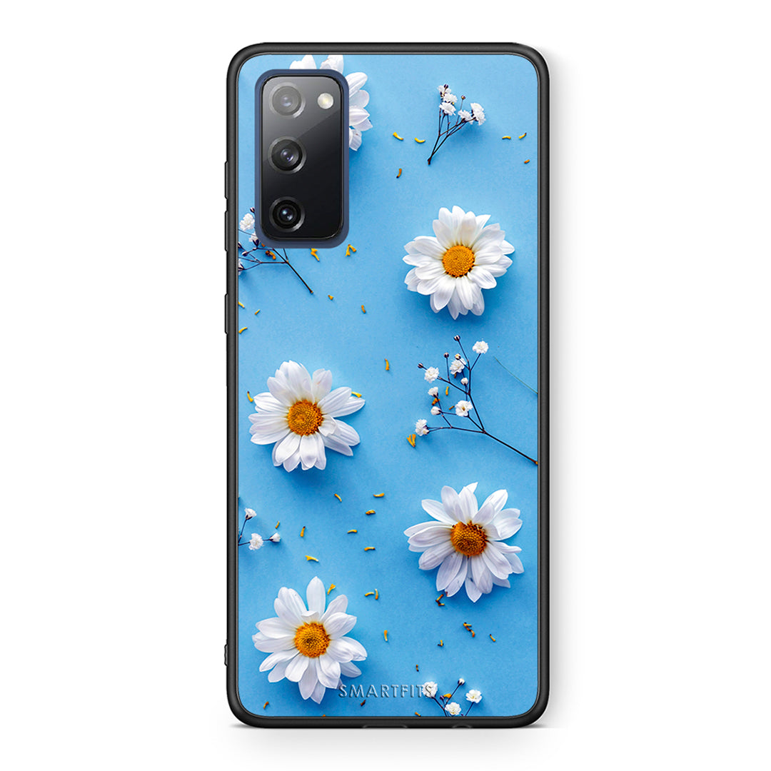 Θήκη Samsung S20 FE Real Daisies από τη Smartfits με σχέδιο στο πίσω μέρος και μαύρο περίβλημα | Samsung S20 FE Real Daisies case with colorful back and black bezels
