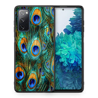 Thumbnail for Θήκη Samsung S20 FE Real Peacock Feathers από τη Smartfits με σχέδιο στο πίσω μέρος και μαύρο περίβλημα | Samsung S20 FE Real Peacock Feathers case with colorful back and black bezels