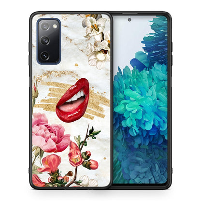 Θήκη Samsung S20 FE Red Lips από τη Smartfits με σχέδιο στο πίσω μέρος και μαύρο περίβλημα | Samsung S20 FE Red Lips case with colorful back and black bezels