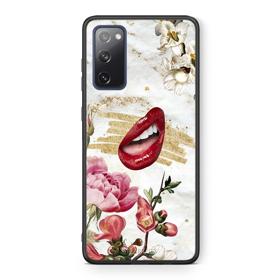 Θήκη Samsung S20 FE Red Lips από τη Smartfits με σχέδιο στο πίσω μέρος και μαύρο περίβλημα | Samsung S20 FE Red Lips case with colorful back and black bezels