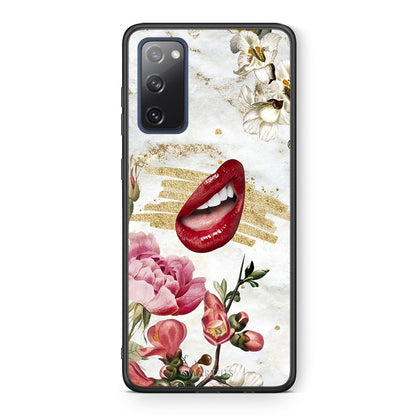 Θήκη Samsung S20 FE Red Lips από τη Smartfits με σχέδιο στο πίσω μέρος και μαύρο περίβλημα | Samsung S20 FE Red Lips case with colorful back and black bezels