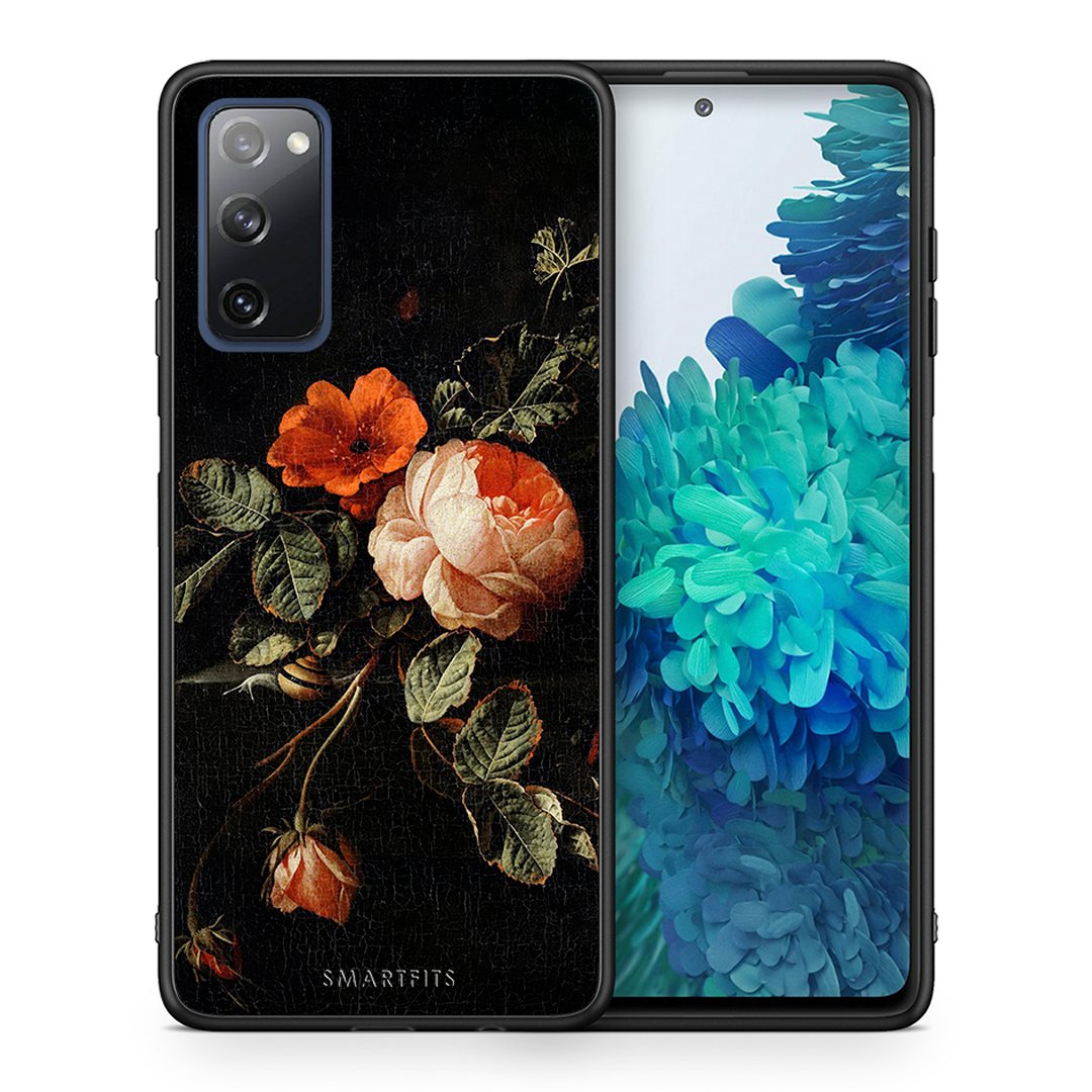 Θήκη Samsung S20 FE Vintage Roses από τη Smartfits με σχέδιο στο πίσω μέρος και μαύρο περίβλημα | Samsung S20 FE Vintage Roses case with colorful back and black bezels