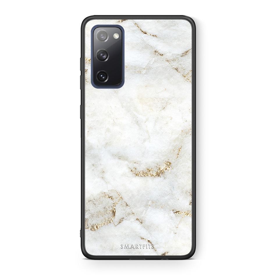 Θήκη Samsung S20 FE White Gold Marble από τη Smartfits με σχέδιο στο πίσω μέρος και μαύρο περίβλημα | Samsung S20 FE White Gold Marble case with colorful back and black bezels