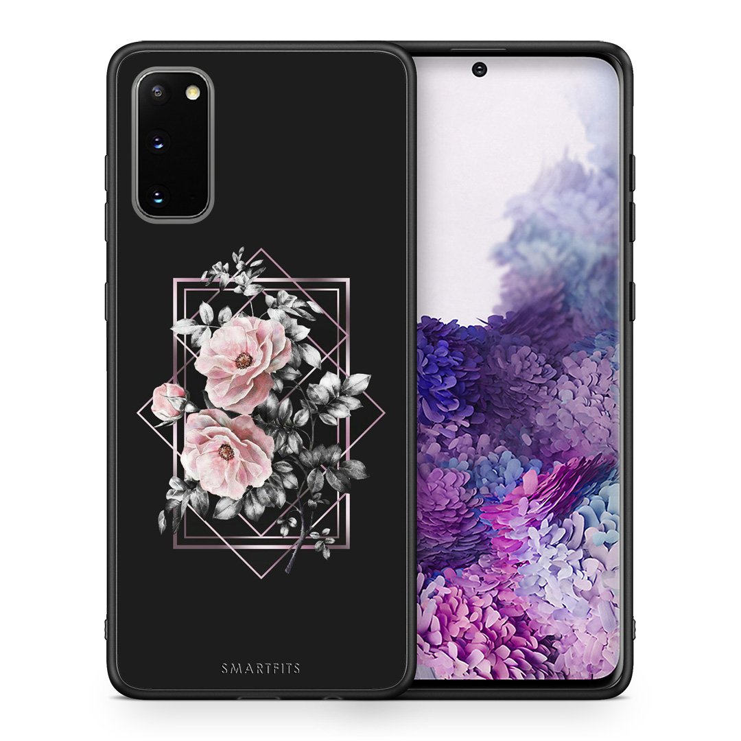 Θήκη Samsung S20 Frame Flower από τη Smartfits με σχέδιο στο πίσω μέρος και μαύρο περίβλημα | Samsung S20 Frame Flower case with colorful back and black bezels