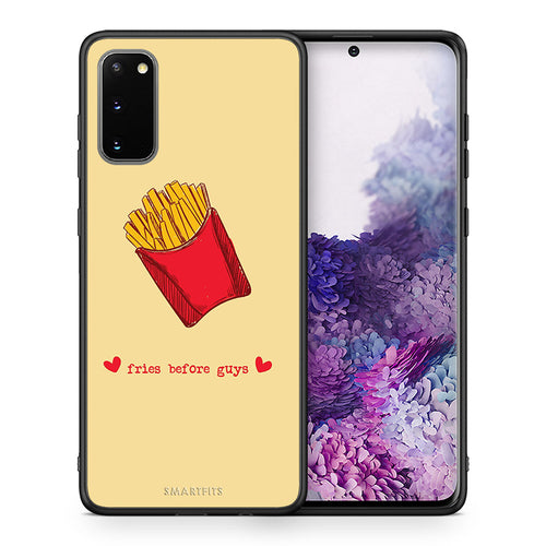 Θήκη Αγίου Βαλεντίνου Samsung S20 Fries Before Guys από τη Smartfits με σχέδιο στο πίσω μέρος και μαύρο περίβλημα | Samsung S20 Fries Before Guys case with colorful back and black bezels