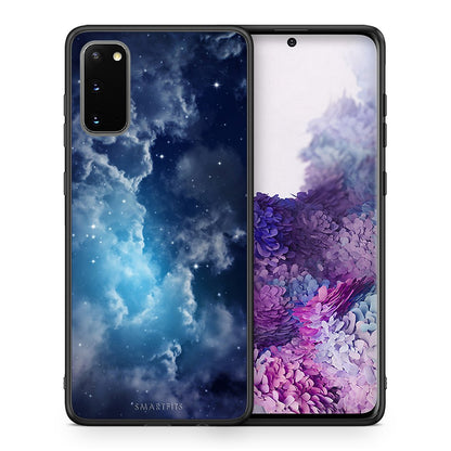 Θήκη Samsung S20 Blue Sky Galaxy από τη Smartfits με σχέδιο στο πίσω μέρος και μαύρο περίβλημα | Samsung S20 Blue Sky Galaxy case with colorful back and black bezels