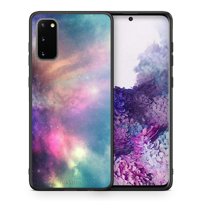 Θήκη Samsung S20 Rainbow Galaxy από τη Smartfits με σχέδιο στο πίσω μέρος και μαύρο περίβλημα | Samsung S20 Rainbow Galaxy case with colorful back and black bezels