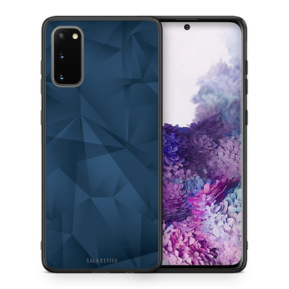 Θήκη Samsung S20 Blue Abstract Geometric από τη Smartfits με σχέδιο στο πίσω μέρος και μαύρο περίβλημα | Samsung S20 Blue Abstract Geometric case with colorful back and black bezels