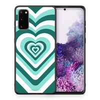 Thumbnail for Θήκη Samsung S20 Green Hearts από τη Smartfits με σχέδιο στο πίσω μέρος και μαύρο περίβλημα | Samsung S20 Green Hearts case with colorful back and black bezels
