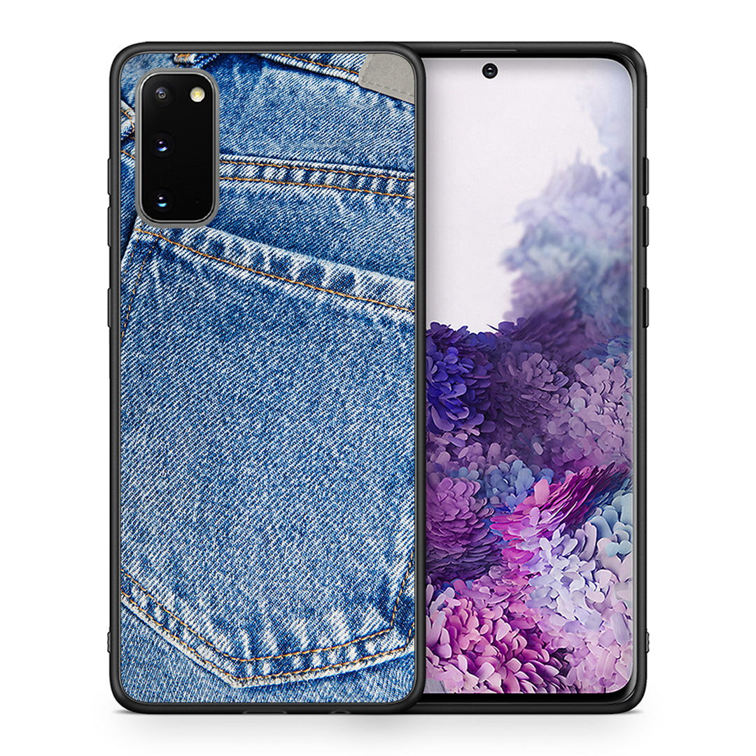 Θήκη Samsung S20 Jeans Pocket από τη Smartfits με σχέδιο στο πίσω μέρος και μαύρο περίβλημα | Samsung S20 Jeans Pocket case with colorful back and black bezels