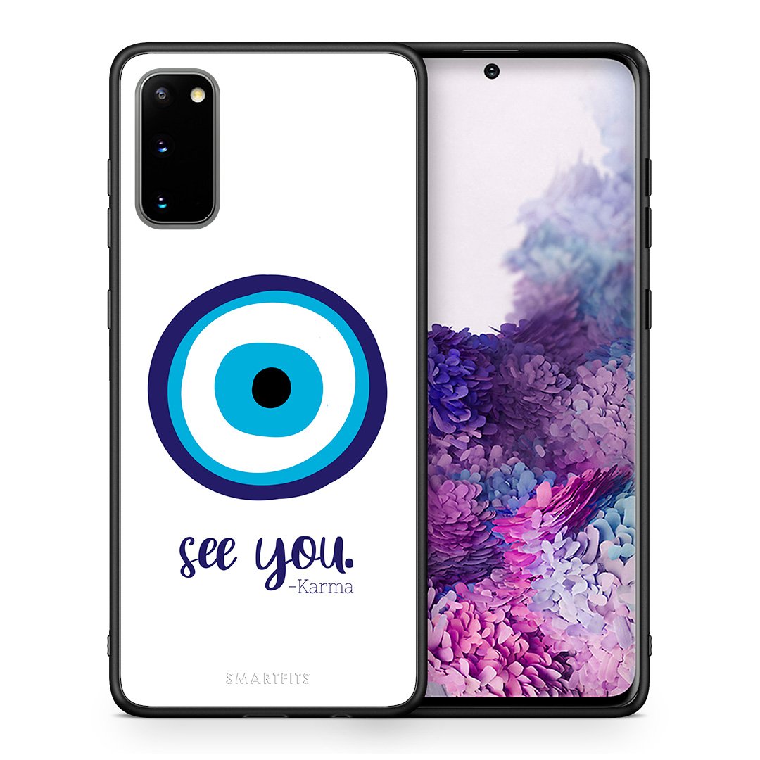 Θήκη Samsung S20 Karma Says από τη Smartfits με σχέδιο στο πίσω μέρος και μαύρο περίβλημα | Samsung S20 Karma Says case with colorful back and black bezels
