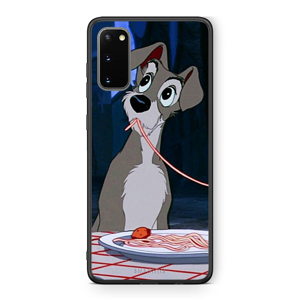 Samsung S20 Lady And Tramp 1 Θήκη Αγίου Βαλεντίνου από τη Smartfits με σχέδιο στο πίσω μέρος και μαύρο περίβλημα | Smartphone case with colorful back and black bezels by Smartfits