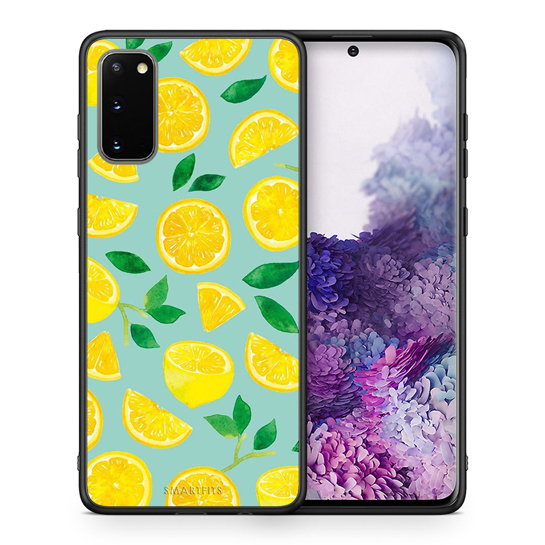 Θήκη Samsung S20 Lemons από τη Smartfits με σχέδιο στο πίσω μέρος και μαύρο περίβλημα | Samsung S20 Lemons case with colorful back and black bezels