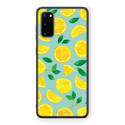 Samsung S20 Lemons θήκη από τη Smartfits με σχέδιο στο πίσω μέρος και μαύρο περίβλημα | Smartphone case with colorful back and black bezels by Smartfits
