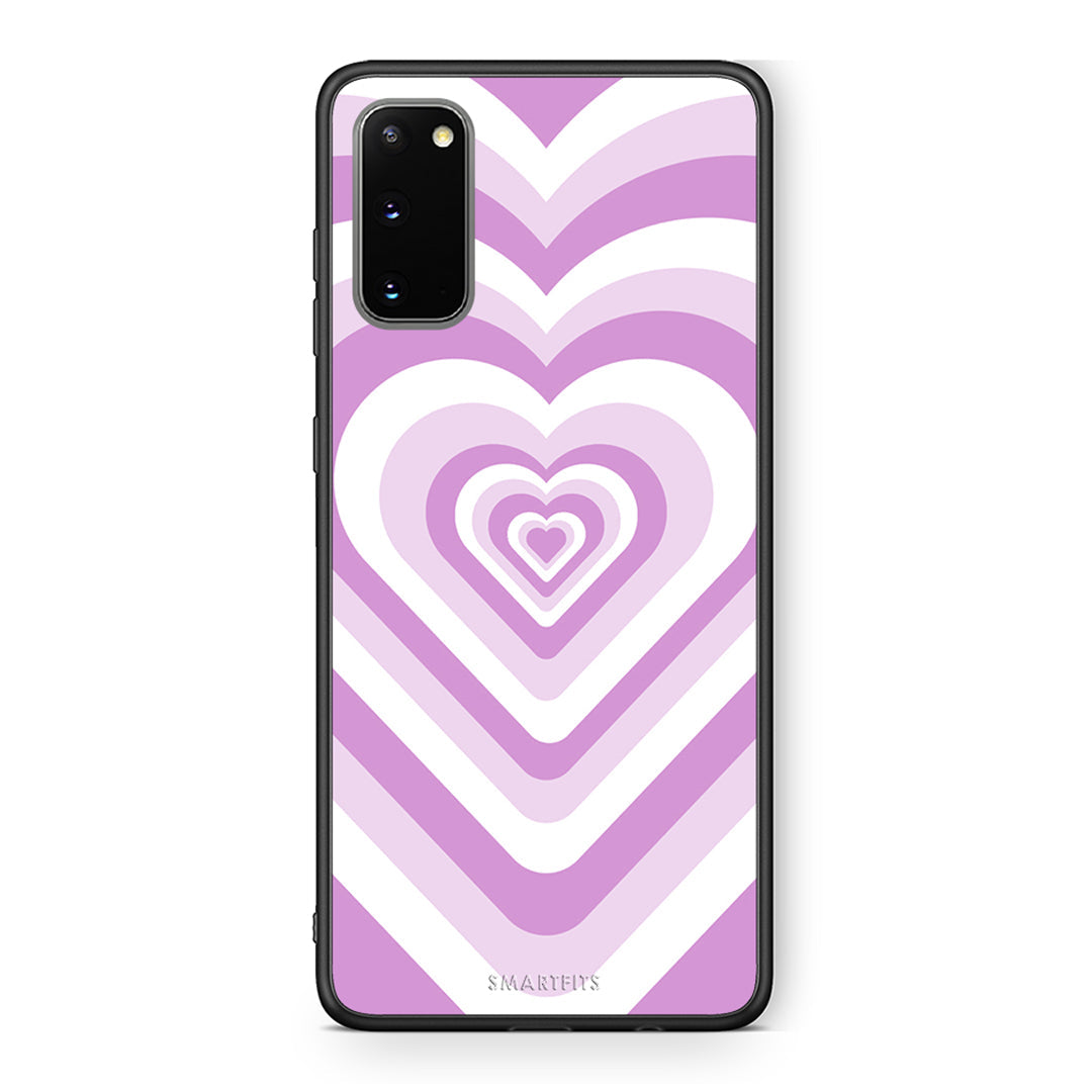 Samsung S20 Lilac Hearts θήκη από τη Smartfits με σχέδιο στο πίσω μέρος και μαύρο περίβλημα | Smartphone case with colorful back and black bezels by Smartfits
