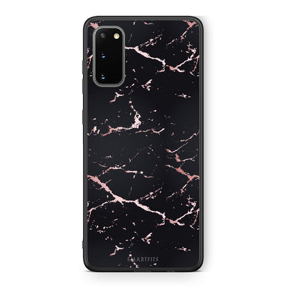 4 - Samsung S20 Black Rosegold Marble case, cover, bumper