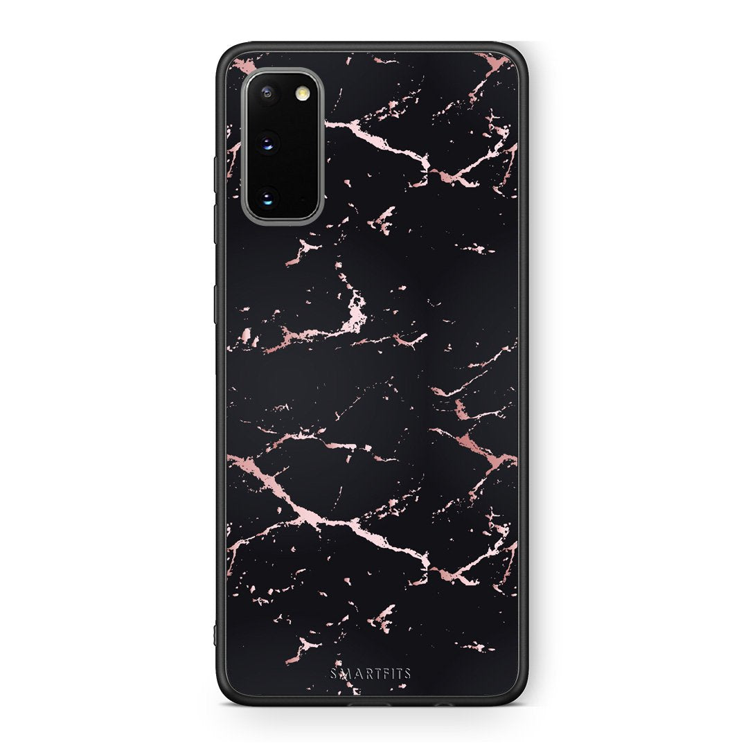4 - Samsung S20 Black Rosegold Marble case, cover, bumper