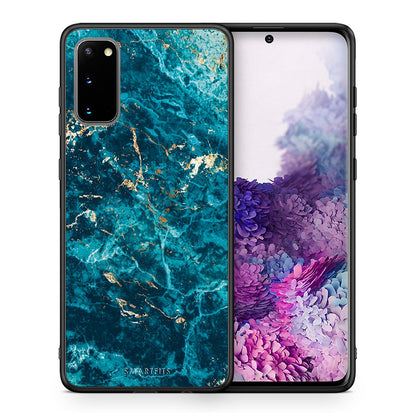 Θήκη Samsung S20 Marble Blue από τη Smartfits με σχέδιο στο πίσω μέρος και μαύρο περίβλημα | Samsung S20 Marble Blue case with colorful back and black bezels