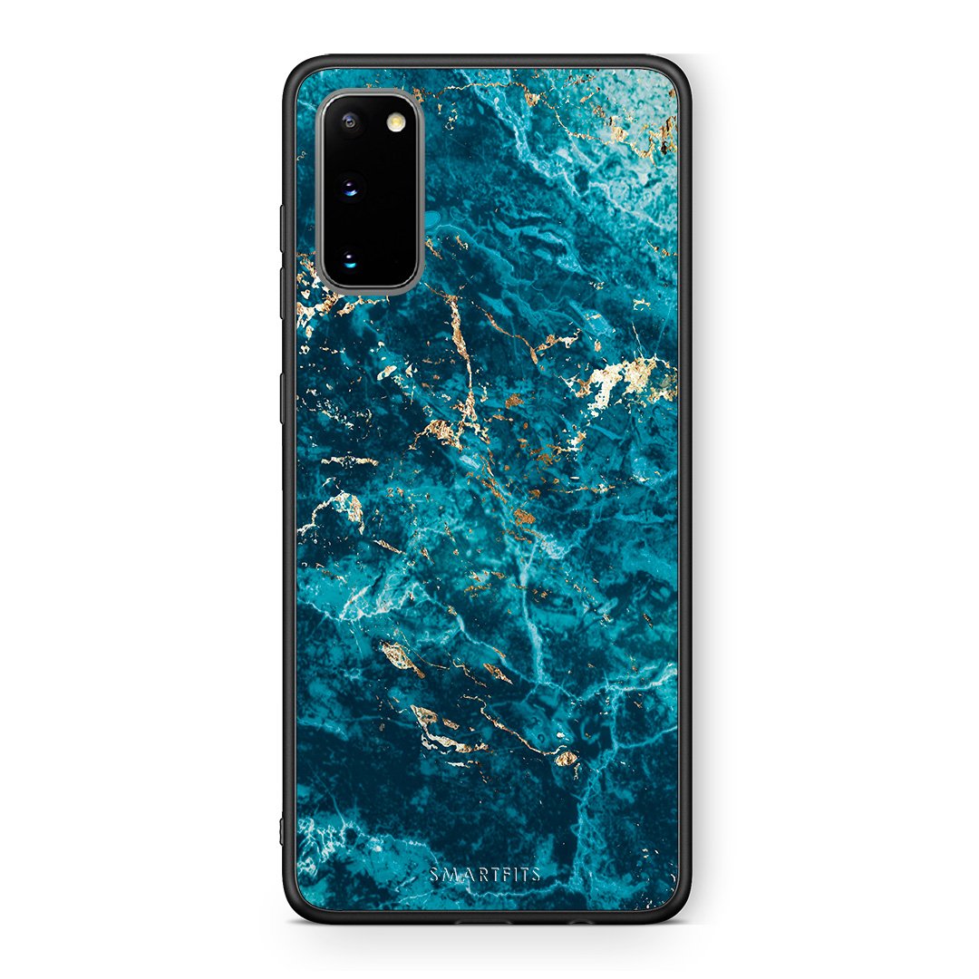 Samsung S20 Marble Blue θήκη από τη Smartfits με σχέδιο στο πίσω μέρος και μαύρο περίβλημα | Smartphone case with colorful back and black bezels by Smartfits