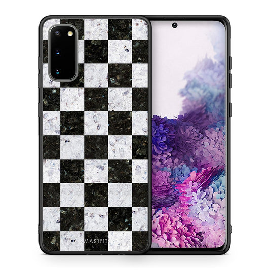 Θήκη Samsung S20 Square Geometric Marble από τη Smartfits με σχέδιο στο πίσω μέρος και μαύρο περίβλημα | Samsung S20 Square Geometric Marble case with colorful back and black bezels