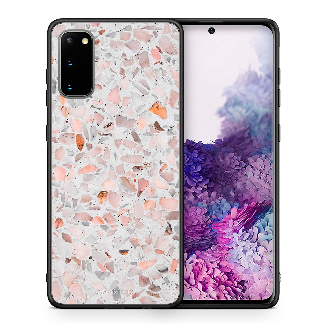 Θήκη Samsung S20 Marble Terrazzo από τη Smartfits με σχέδιο στο πίσω μέρος και μαύρο περίβλημα | Samsung S20 Marble Terrazzo case with colorful back and black bezels
