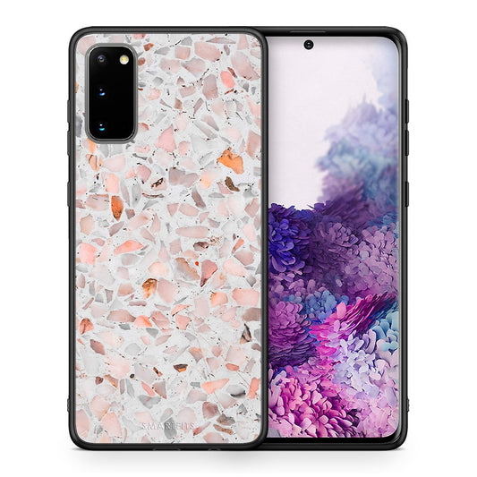 Θήκη Samsung S20 Marble Terrazzo από τη Smartfits με σχέδιο στο πίσω μέρος και μαύρο περίβλημα | Samsung S20 Marble Terrazzo case with colorful back and black bezels
