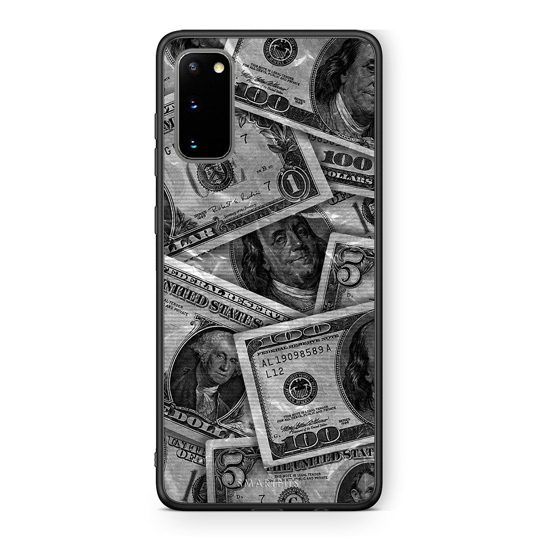 Samsung S20 Money Dollars θήκη από τη Smartfits με σχέδιο στο πίσω μέρος και μαύρο περίβλημα | Smartphone case with colorful back and black bezels by Smartfits