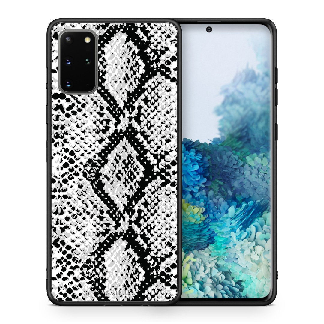 Θήκη Samsung S20 Plus White Snake Animal από τη Smartfits με σχέδιο στο πίσω μέρος και μαύρο περίβλημα | Samsung S20 Plus White Snake Animal case with colorful back and black bezels