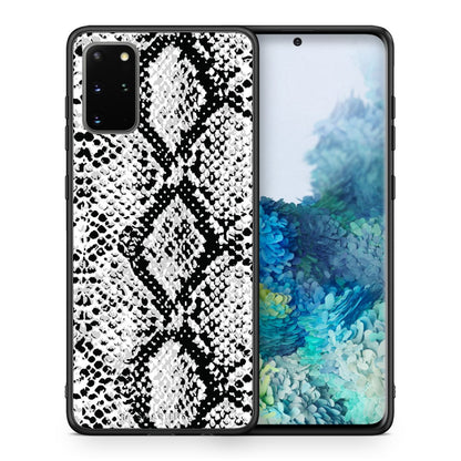 Θήκη Samsung S20 Plus White Snake Animal από τη Smartfits με σχέδιο στο πίσω μέρος και μαύρο περίβλημα | Samsung S20 Plus White Snake Animal case with colorful back and black bezels