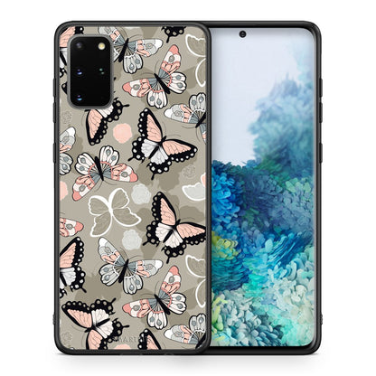 Θήκη Samsung S20 Plus Butterflies Boho από τη Smartfits με σχέδιο στο πίσω μέρος και μαύρο περίβλημα | Samsung S20 Plus Butterflies Boho case with colorful back and black bezels