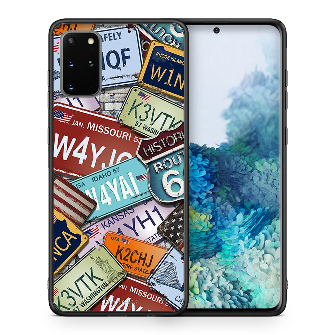 Θήκη Samsung S20 Plus Car Plates από τη Smartfits με σχέδιο στο πίσω μέρος και μαύρο περίβλημα | Samsung S20 Plus Car Plates case with colorful back and black bezels