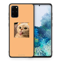 Thumbnail for Θήκη Samsung S20 Plus Cat Tongue από τη Smartfits με σχέδιο στο πίσω μέρος και μαύρο περίβλημα | Samsung S20 Plus Cat Tongue case with colorful back and black bezels