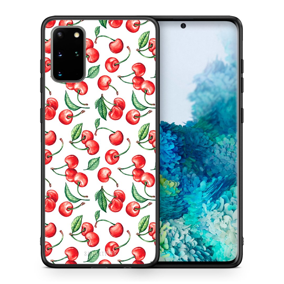Θήκη Samsung S20 Plus Cherry Summer από τη Smartfits με σχέδιο στο πίσω μέρος και μαύρο περίβλημα | Samsung S20 Plus Cherry Summer case with colorful back and black bezels