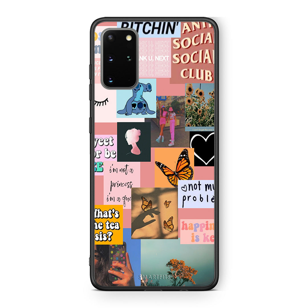 Samsung S20 Plus Collage Bitchin Θήκη Αγίου Βαλεντίνου από τη Smartfits με σχέδιο στο πίσω μέρος και μαύρο περίβλημα | Smartphone case with colorful back and black bezels by Smartfits