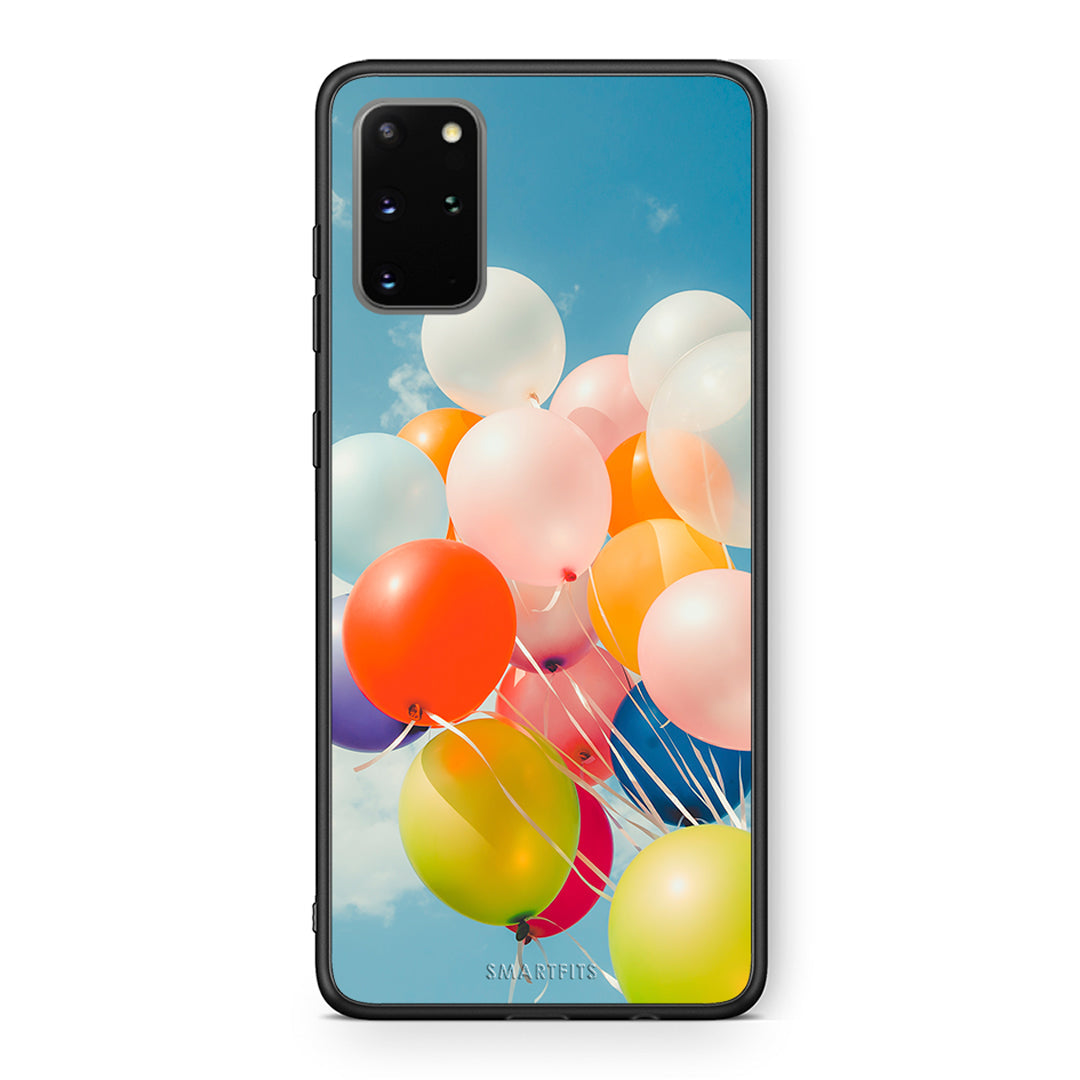 Samsung S20 Plus Colorful Balloons θήκη από τη Smartfits με σχέδιο στο πίσω μέρος και μαύρο περίβλημα | Smartphone case with colorful back and black bezels by Smartfits