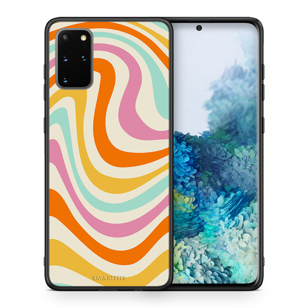 Θήκη Samsung S20 Plus Colourful Waves από τη Smartfits με σχέδιο στο πίσω μέρος και μαύρο περίβλημα | Samsung S20 Plus Colourful Waves case with colorful back and black bezels