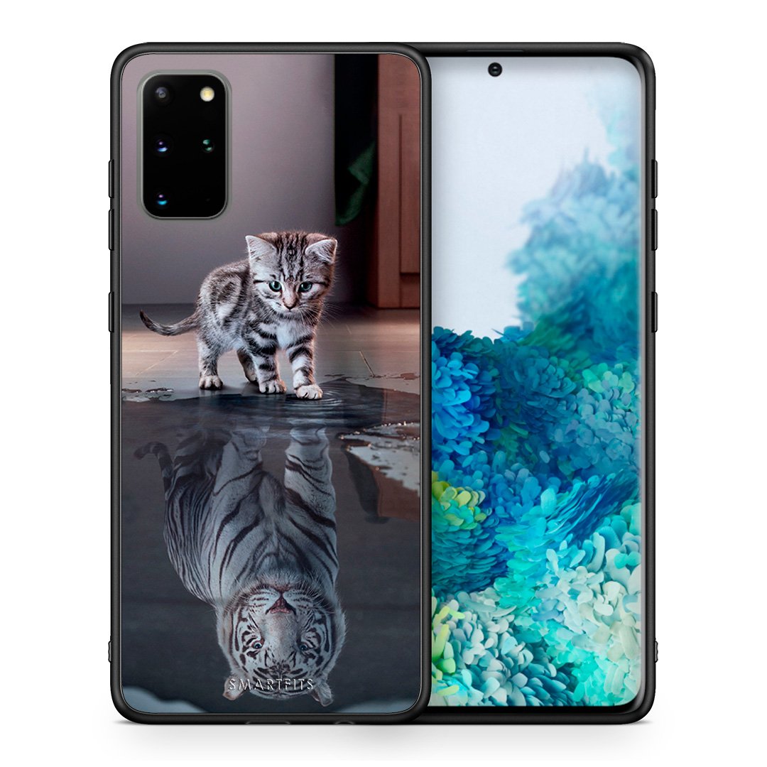 Θήκη Samsung S20 Plus Tiger Cute από τη Smartfits με σχέδιο στο πίσω μέρος και μαύρο περίβλημα | Samsung S20 Plus Tiger Cute case with colorful back and black bezels