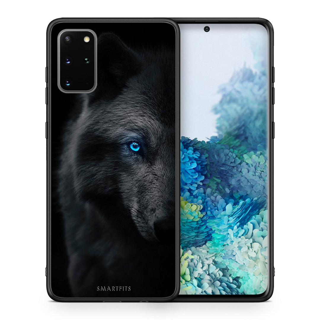 Θήκη Samsung S20 Plus Dark Wolf από τη Smartfits με σχέδιο στο πίσω μέρος και μαύρο περίβλημα | Samsung S20 Plus Dark Wolf case with colorful back and black bezels